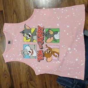 Womens Tom & Jerry pink graphic tank top size XL